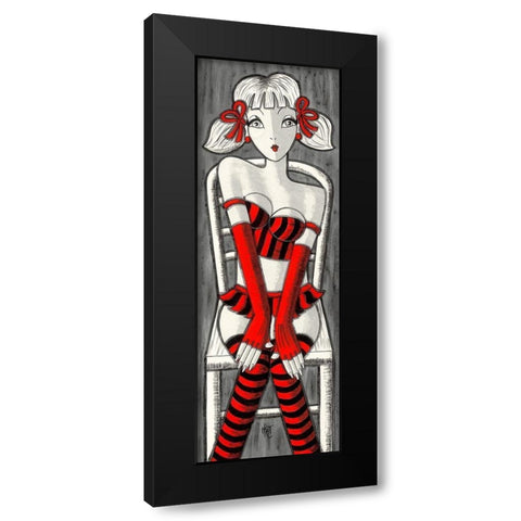Blonde aux couettes Black Modern Wood Framed Art Print by MIROTA