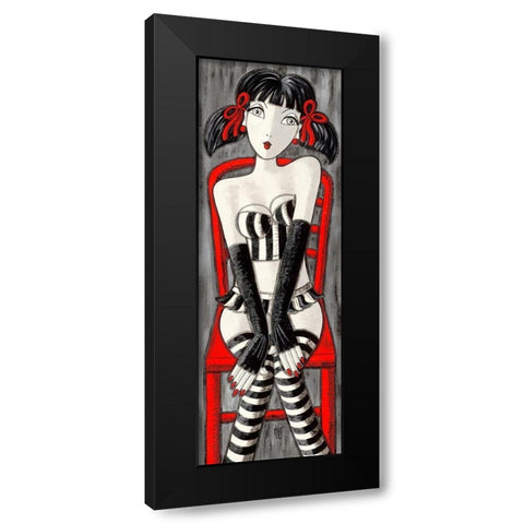 Brune aux couettes Black Modern Wood Framed Art Print by MIROTA