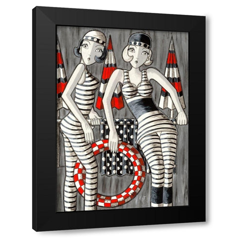 Les baigneuses des annees folles Black Modern Wood Framed Art Print with Double Matting by MIROTA