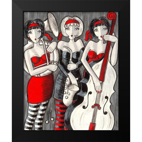 Jazz Band Black Modern Wood Framed Art Print by MIROTA