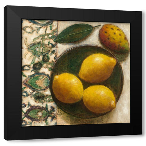 Citrons Black Modern Wood Framed Art Print with Double Matting by Lionnet, Pascal