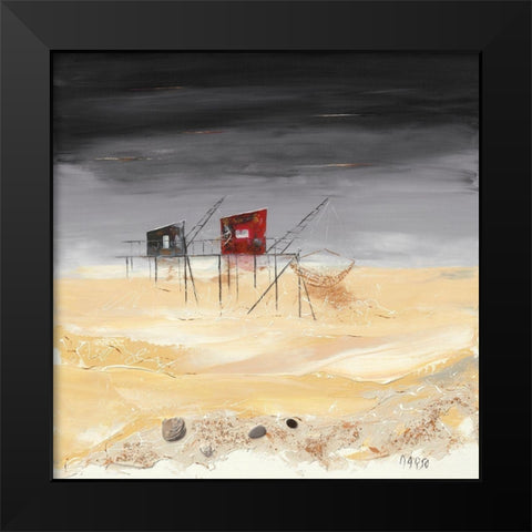 Peche dans l estuaire Black Modern Wood Framed Art Print by Marso