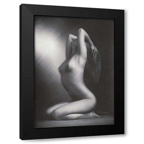 Midnight Blue Black Modern Wood Framed Art Print with Double Matting by Seifert, Brita