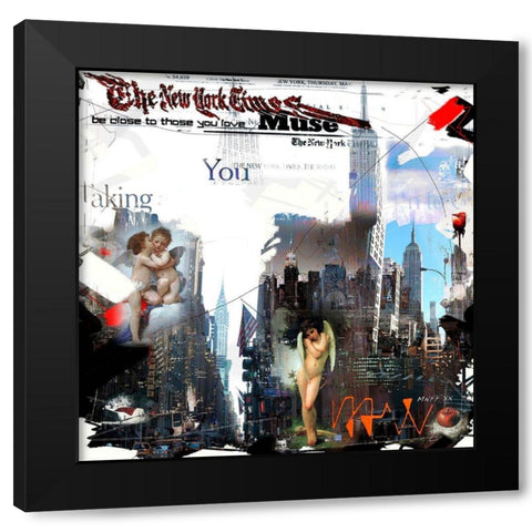 eternel Saint Valentin Black Modern Wood Framed Art Print by MN.FF