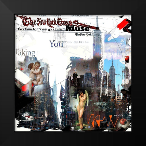 eternel Saint Valentin Black Modern Wood Framed Art Print by MN.FF