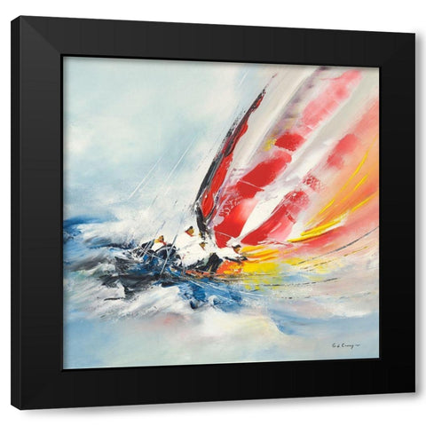 Gros temps Black Modern Wood Framed Art Print by de Courcy, Gerard