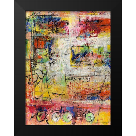 Gelber Engel und Fisch im Glas Black Modern Wood Framed Art Print by Luci