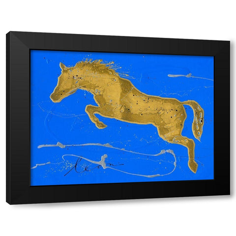 Caballo Orode Salto Black Modern Wood Framed Art Print with Double Matting by Bosboom, Leon