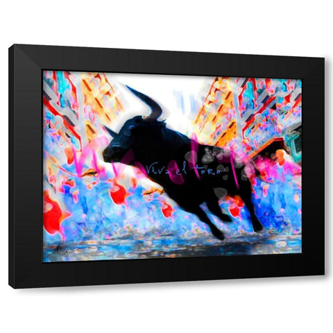 Viva el Toro Black Modern Wood Framed Art Print with Double Matting by Bosboom, Leon