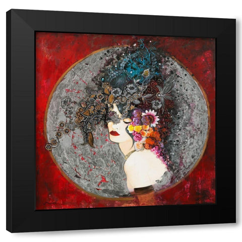 Peau de Satin Black Modern Wood Framed Art Print with Double Matting by Maugeri, Valerie