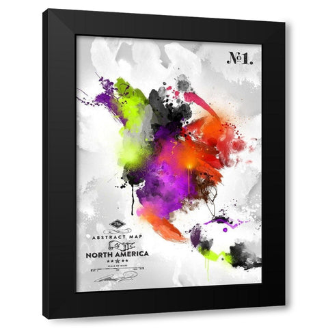 Abstract America-No. 1 Black Modern Wood Framed Art Print by Mikael D. Design