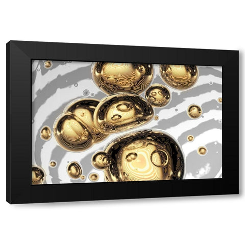 Golden Bubble Black Modern Wood Framed Art Print by Steger, Uwe