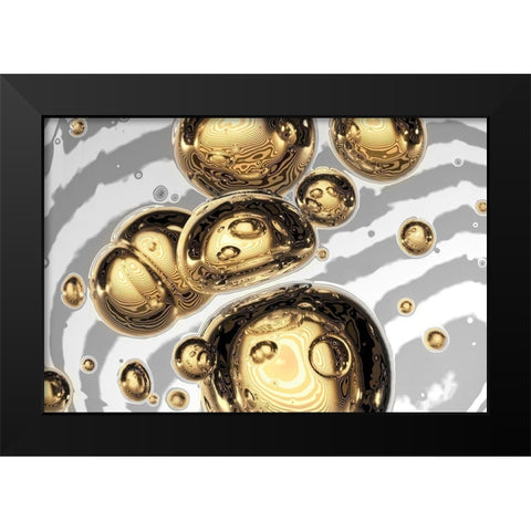 Golden Bubble Black Modern Wood Framed Art Print by Steger, Uwe