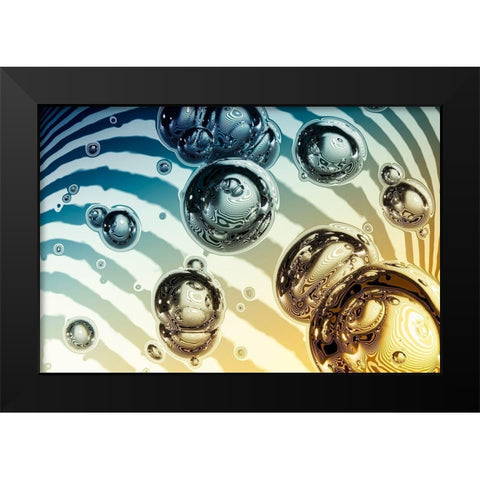 Bubble Bicolor Black Modern Wood Framed Art Print by Steger, Uwe