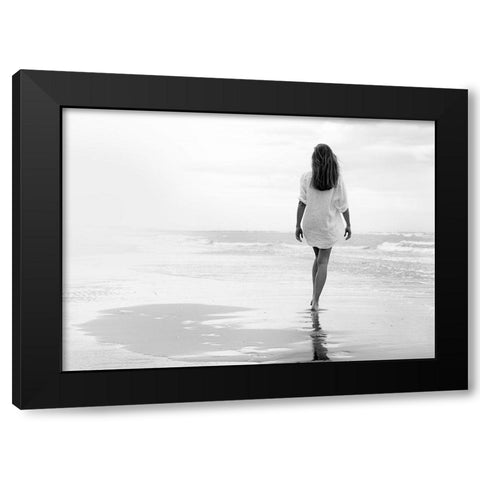 Walking on a White Beach Black Modern Wood Framed Art Print with Double Matting by Milillo, Marco