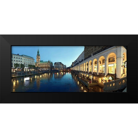 Hamburg - Jungfernstieg Black Modern Wood Framed Art Print by Fischer, Rolf