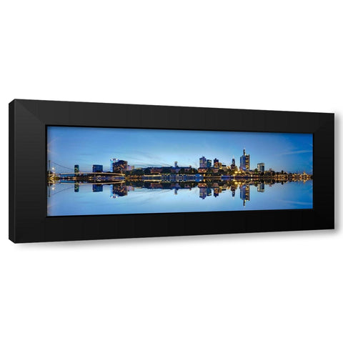Frankfurt - Panorama Black Modern Wood Framed Art Print with Double Matting by Fischer, Rolf