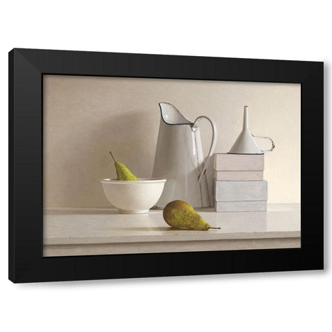 2 pears-2 boxes-jug-bowl and funnel Black Modern Wood Framed Art Print with Double Matting by de Bont, Willem