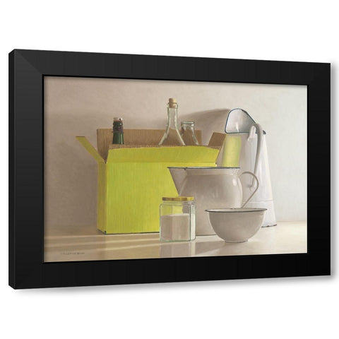 Still life with yellow box-bottles and  Black Modern Wood Framed Art Print with Double Matting by de Bont, Willem