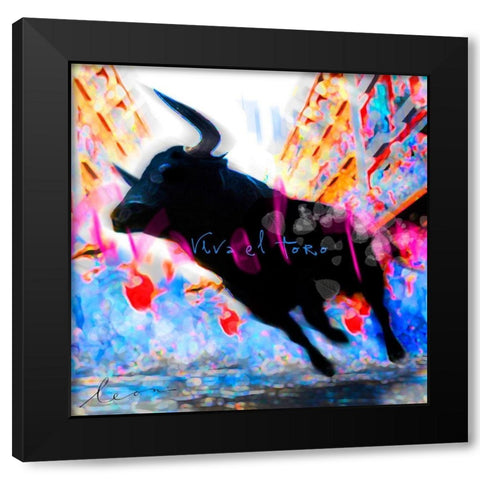 Viva el Toro Black Modern Wood Framed Art Print by Bosboom, Leon