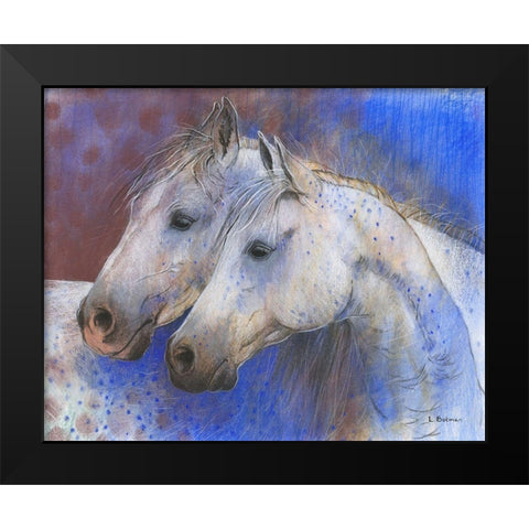 Two Horses Black Modern Wood Framed Art Print by Botman, Loes