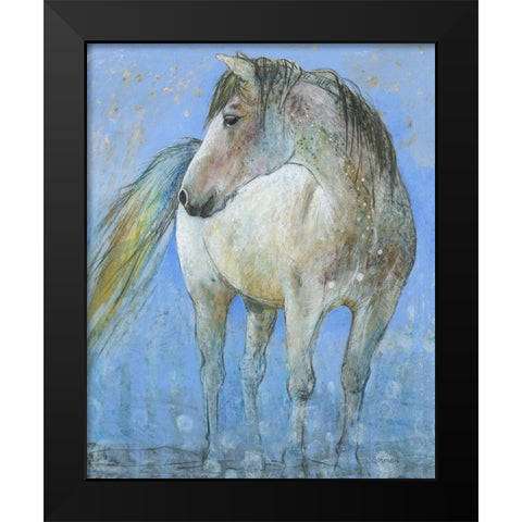 Horse Black Modern Wood Framed Art Print by Botman, Loes