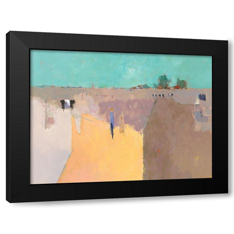 Looking at Cows Black Modern Wood Framed Art Print with Double Matting by Groenhart, Jan