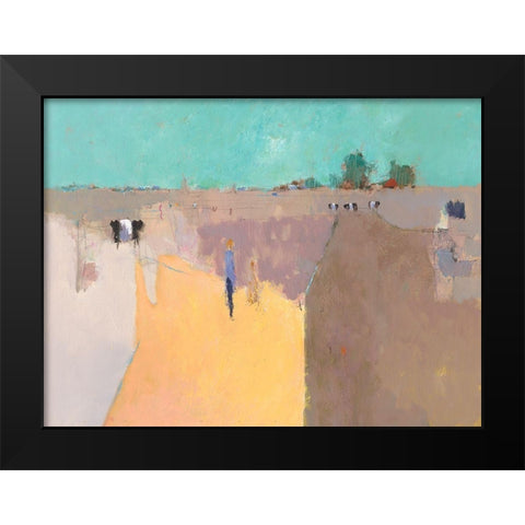 Looking at Cows Black Modern Wood Framed Art Print by Groenhart, Jan