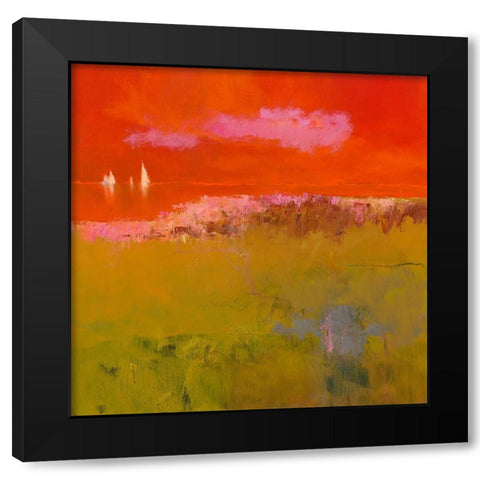 Pink Cloud Black Modern Wood Framed Art Print with Double Matting by Groenhart, Jan