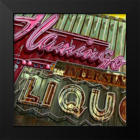 Flamingo Liquor s Black Modern Wood Framed Art Print by van Sprengel, Didier