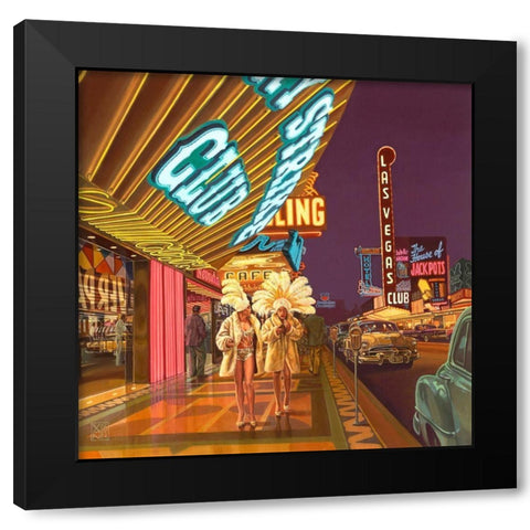 Lucky Strike Club Black Modern Wood Framed Art Print by van Sprengel, Didier