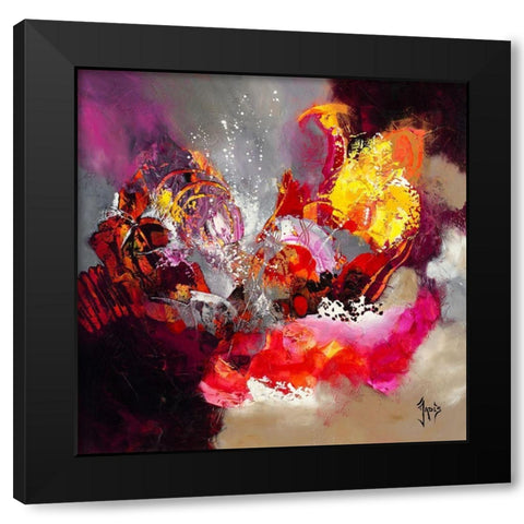 Joie de vivre Black Modern Wood Framed Art Print with Double Matting by Jadis