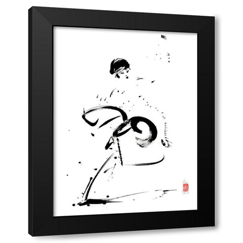 Fleur de tendresse Black Modern Wood Framed Art Print with Double Matting by Hanniet, Marc