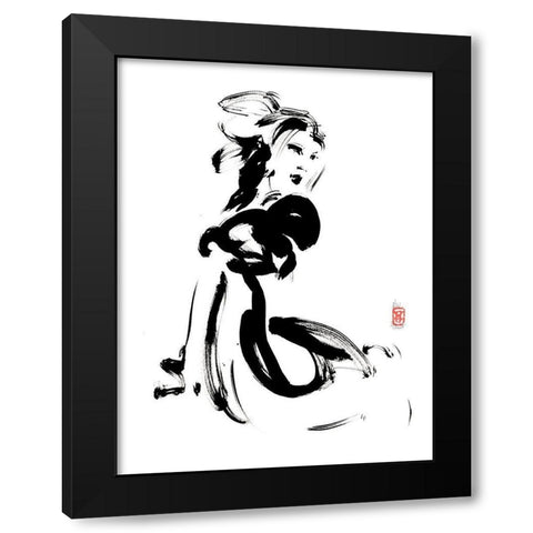 Lassurance du charme Black Modern Wood Framed Art Print by Hanniet, Marc
