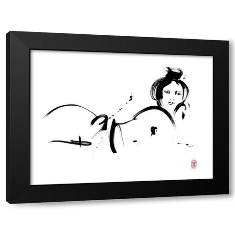 Linsolente sait poser Black Modern Wood Framed Art Print by Hanniet, Marc