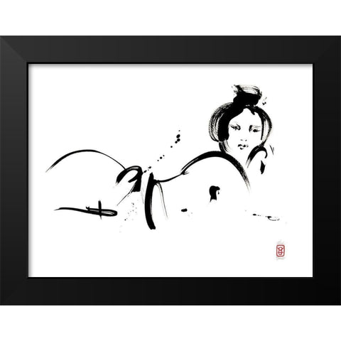 Linsolente sait poser Black Modern Wood Framed Art Print by Hanniet, Marc