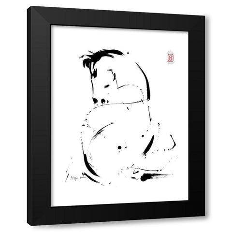 Le reveil Black Modern Wood Framed Art Print with Double Matting by Hanniet, Marc