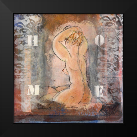 Home Black Modern Wood Framed Art Print by Hanniet, Marc