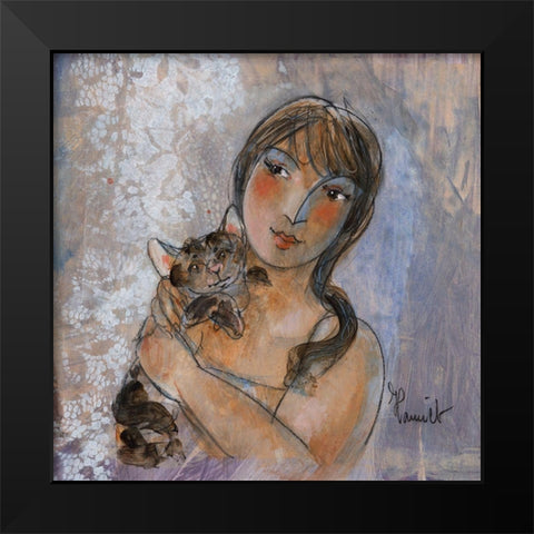 Les inseparables Black Modern Wood Framed Art Print by Hanniet, Marc