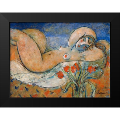 Lempreinte dune seconde Black Modern Wood Framed Art Print by Hanniet, Marc