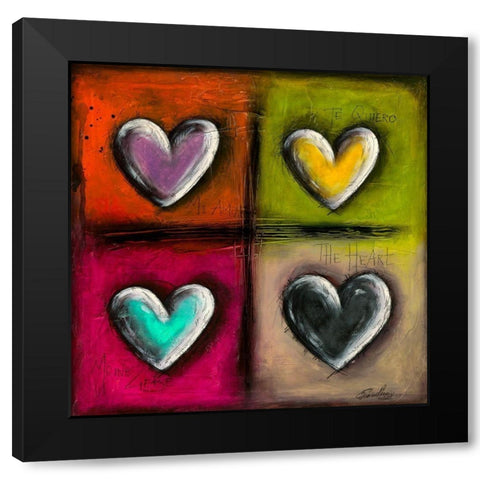Coeurs en Couleurs I Black Modern Wood Framed Art Print with Double Matting by Mougin, Carine