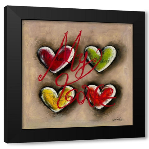 My Love Black Modern Wood Framed Art Print with Double Matting by Mougin, Carine