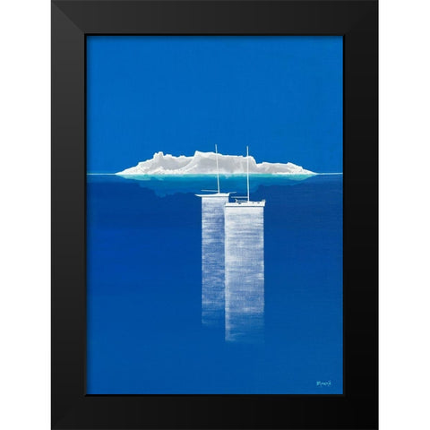 Bateaux bleus Black Modern Wood Framed Art Print by Moune, Pierre