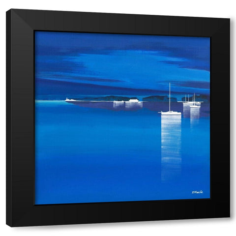 Regate bleue Black Modern Wood Framed Art Print by Moune, Pierre