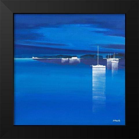 Regate bleue Black Modern Wood Framed Art Print by Moune, Pierre