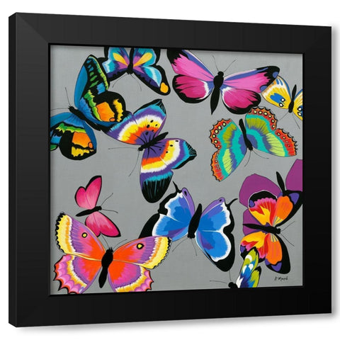 Papillons Black Modern Wood Framed Art Print with Double Matting by Moune, Pierre