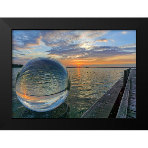 Kugelwelt Sonnenuntergang am See Black Modern Wood Framed Art Print by Fischer, Rolf