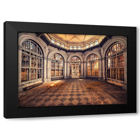 Carousel Black Modern Wood Framed Art Print by Haker, Matthias