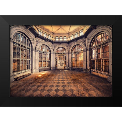 Carousel Black Modern Wood Framed Art Print by Haker, Matthias