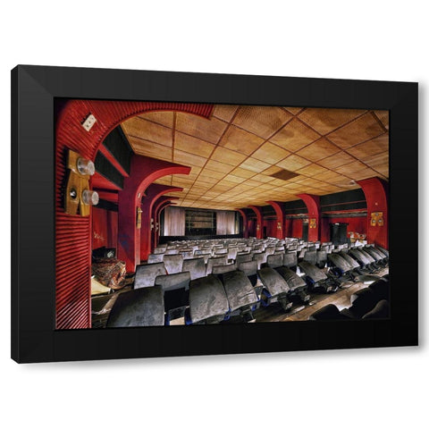 Movie Night Black Modern Wood Framed Art Print by Haker, Matthias
